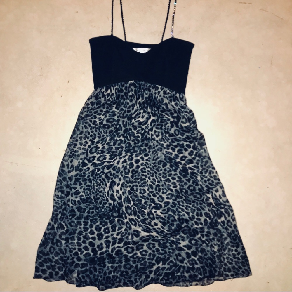 DVF Grey/black leopard print party dress size 4